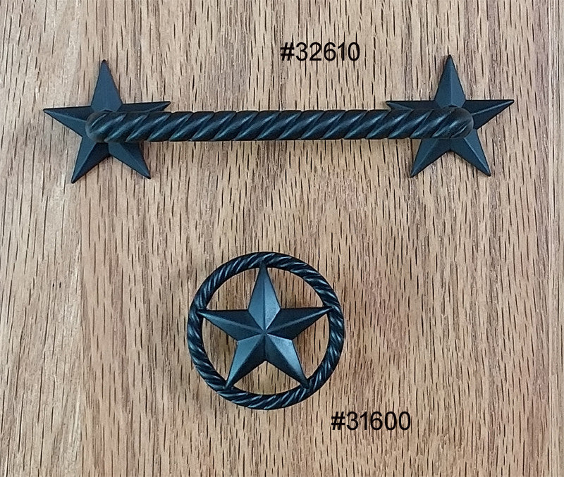 Single star knob with rope edge design in oil rubbed bronze finish, ideal for cabinets and doors. Sold individually.