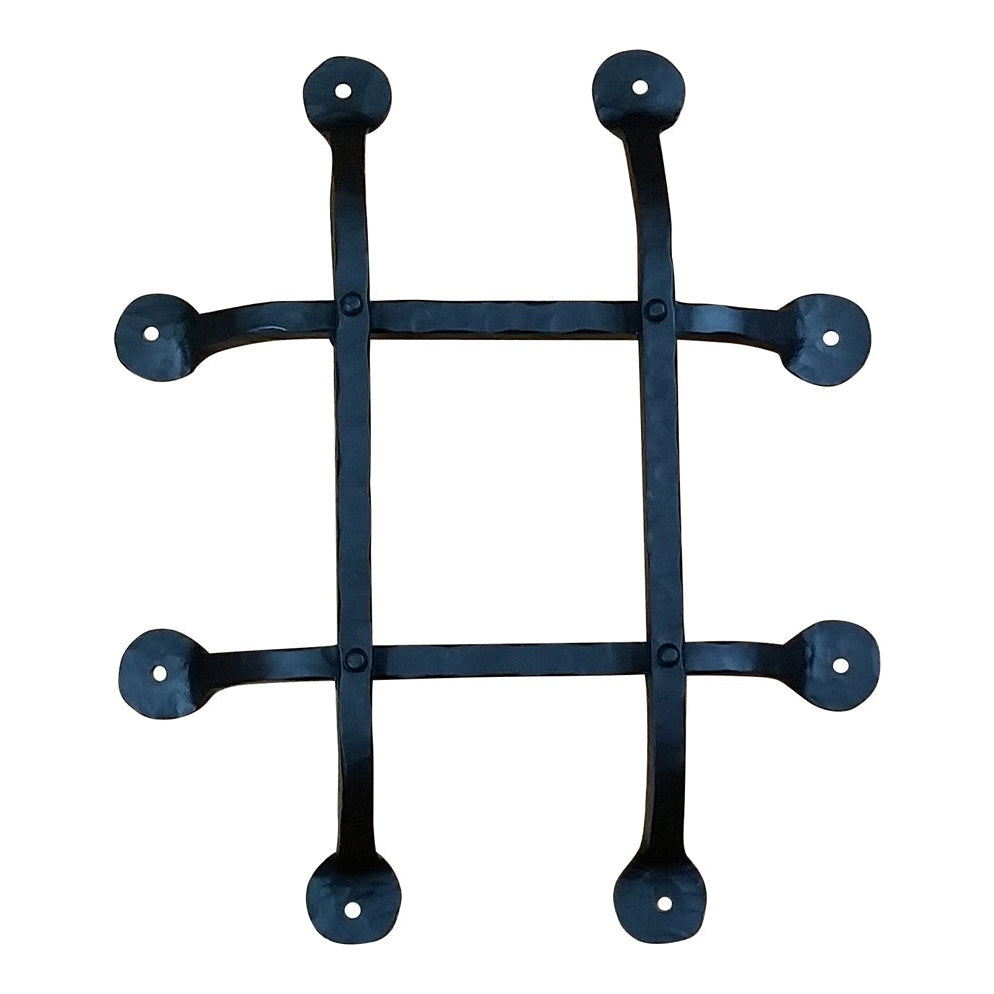 Premium flat tip door and gate grille in black powder coat finish, measuring 10x12 inches with four bars.