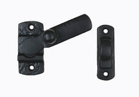 180-degree swivel lift latch for gates, featuring a durable black finish and easy flip mechanism for secure closure.