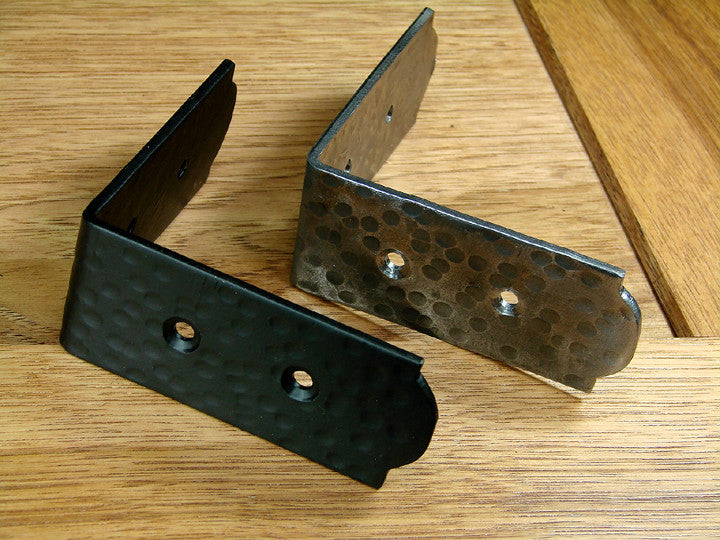 Rustic, hammered Table Edge Corner Bracket - 1 1/2" high (incl Rustic Head screws)