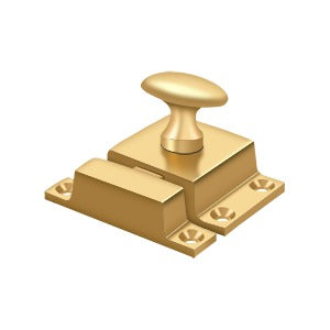 Solid brass cabinet lock with a knob, available in multiple sizes and finishes for secure locking. Sold individually.