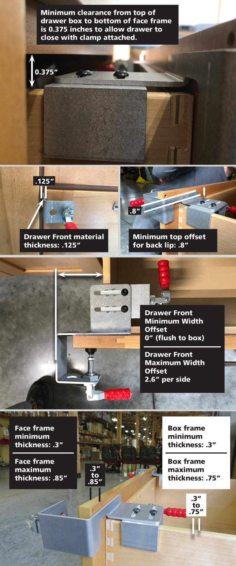 Cabinet Hardware - Drawer Front Clamp 2 - Sold In Pairs