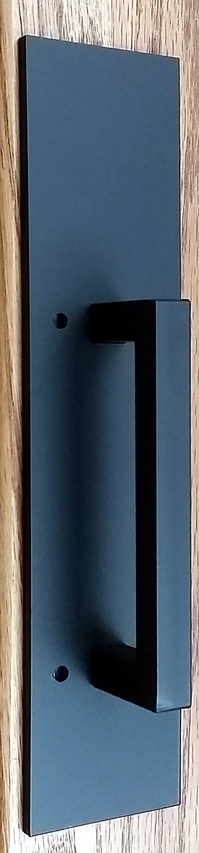 Plain rectangular barn door handle, 10 inches, available in multiple finishes, sold individually for easy installation.