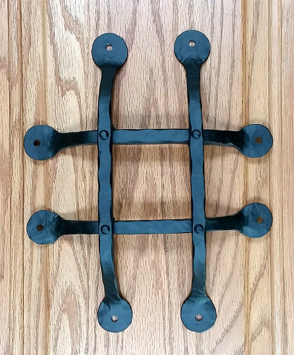 Premium flat tip door and gate grille in black powder coat finish, measuring 8x10 inches with four bars.