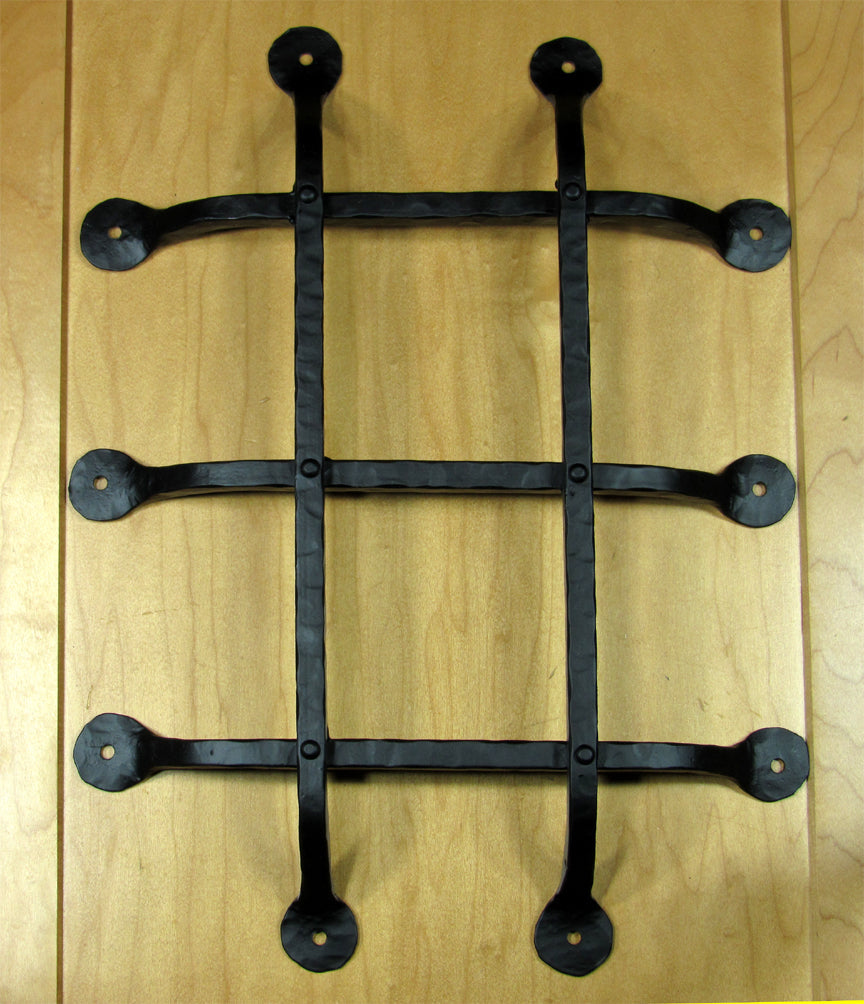 Premium flat tip door and gate grille in black powder coat finish, 12"x16", featuring five bars for durability.