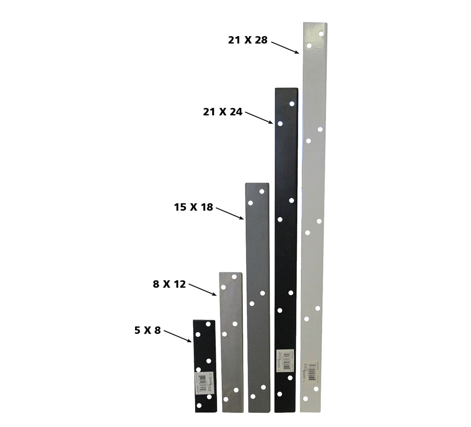 SpeedBrace available in various sizes and finishes, ideal for reinforcing shelves and structures.