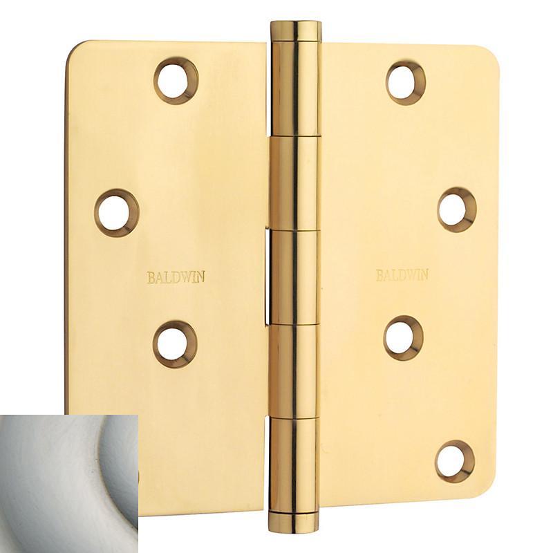 Baldwin Residential Hinges, 4" x 4" with 1/4" Radius Corners - Door Hinges Lifetime Satin Nickel - 8
