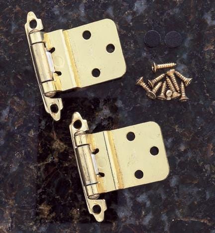Self Closing Cabinet Hinges - 3/8 Inset - Multiple Finishes Available - Sold in Pairs - Self Closing Cabinet Hinges Polished Brass Finish - 5