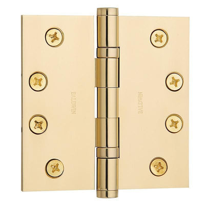 4" x 4" Baldwin Ball Bearing Architectural Hinges - Multiple Finishes Available - Door Hinges Polished Brass - 1