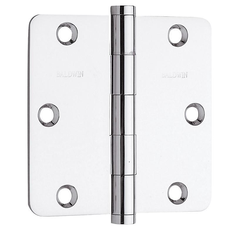 Baldwin Residential Hinges, 3-1/2" x 3-1/2" with 1/4" Radius Corners - Door Hinges Polished Chrome - 4