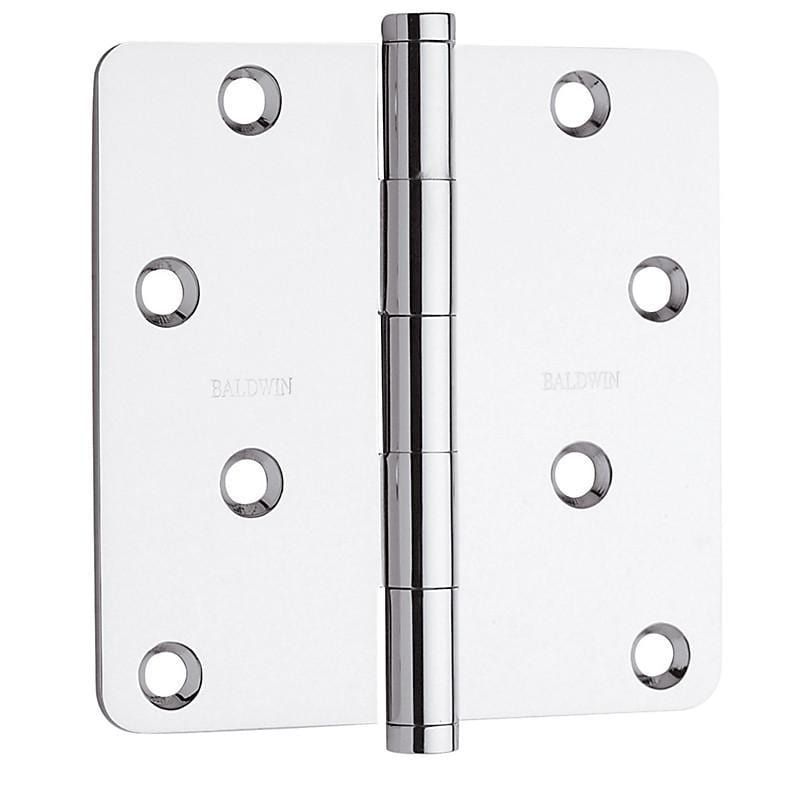 Baldwin Residential Hinges, 4" x 4" with 1/4" Radius Corners - Door Hinges Polished Chrome - 4