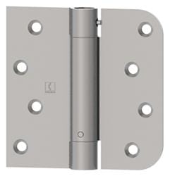 Hager spring hinge, 4-inch square with 5/8-inch radius, available in multiple finishes, sold individually.