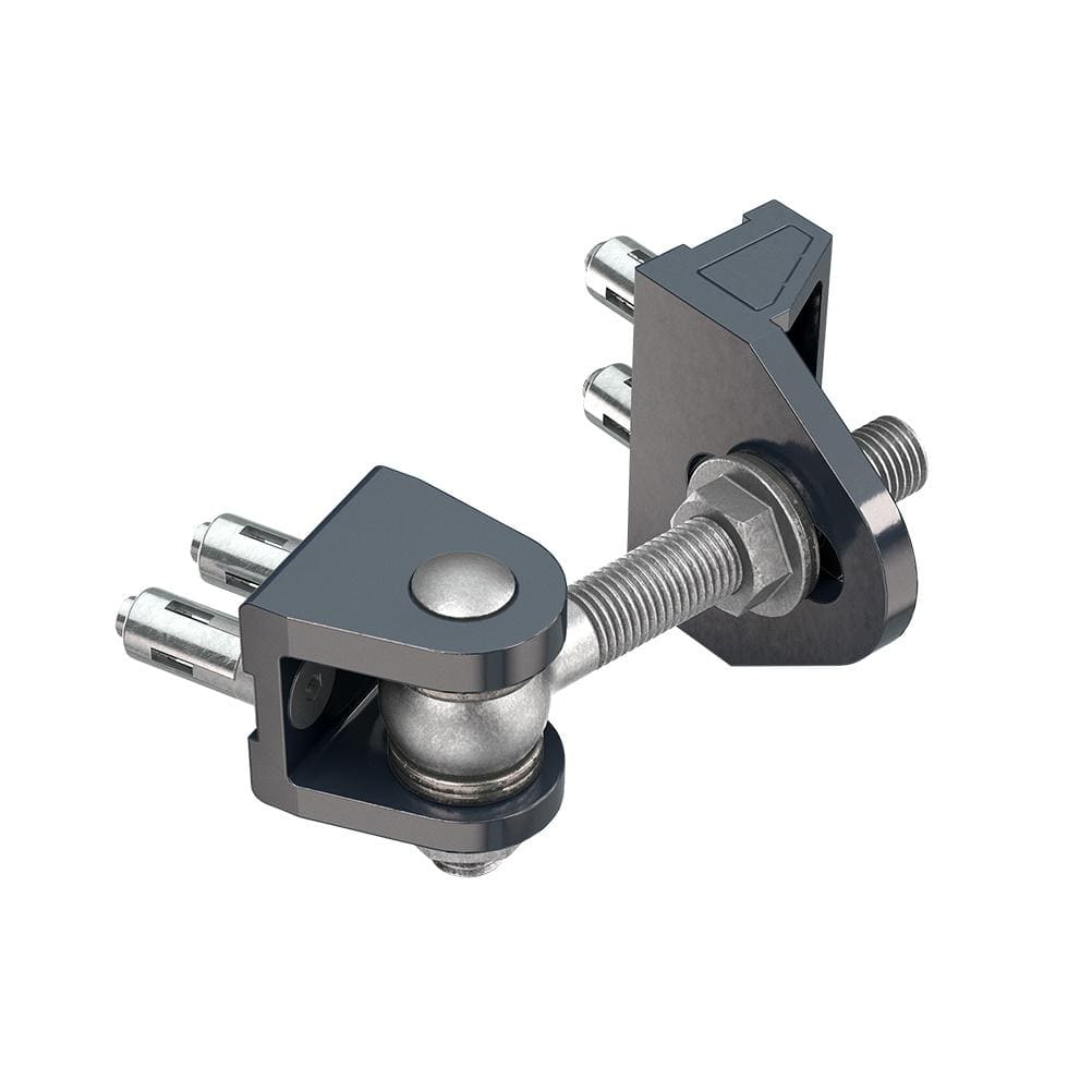 Durable 180° bolt-on 4D adjustable gate hinge for gates up to 440 lbs, featuring a sleek black finish, sold in a 2 pack.