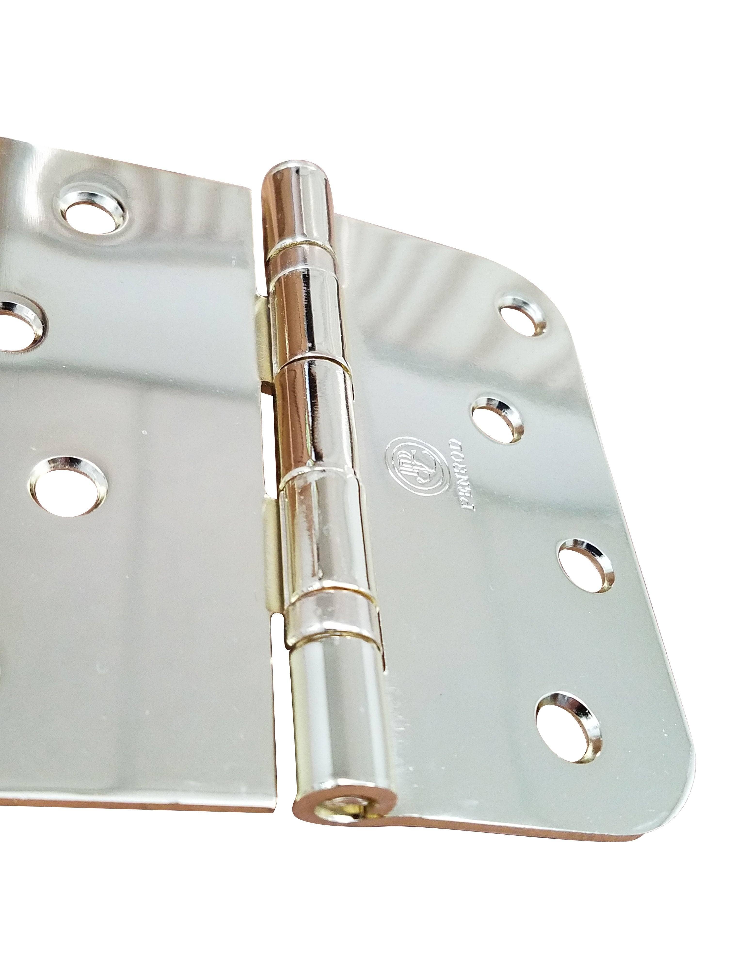 5/8" X Square Corner Hinges - 4" X 4" Ball Bearing Hinge Square Corner With 5/8" Radius Corner Polished Brass Finish - Sold As Pairs