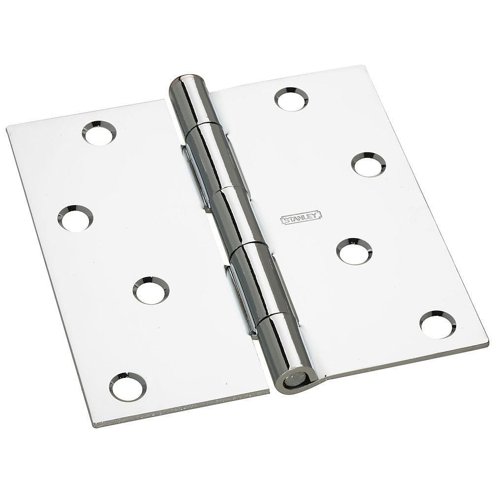 4-inch square residential exterior door hinge with opposite zig zag hole pattern, available in multiple finishes.