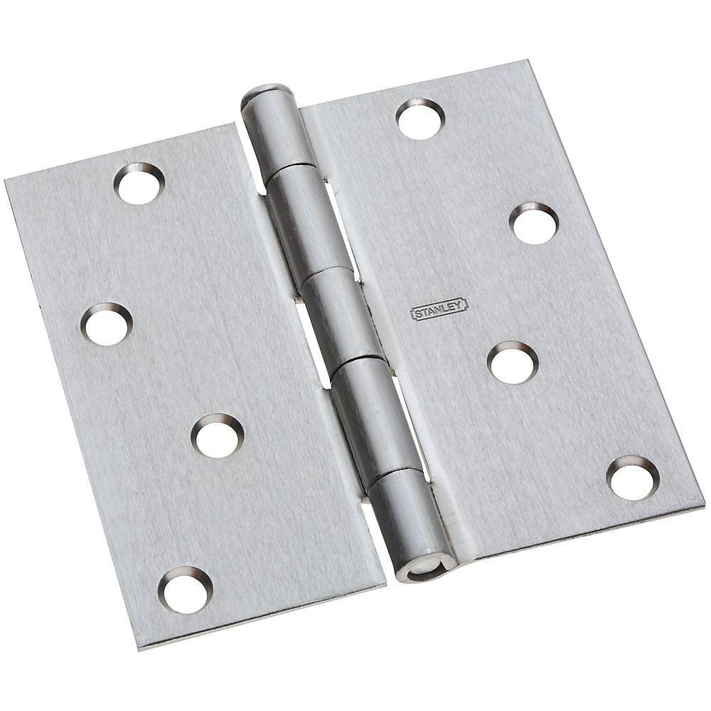 4-inch square residential exterior door hinge with opposite zig zag hole pattern, available in multiple finishes, sold individually.