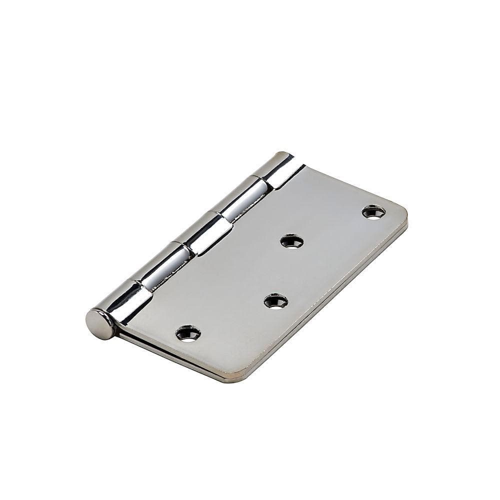 Residential exterior door hinge, 4-inch with 1/4-inch radius, opposite zig zag hole pattern, available in multiple finishes, 3 pack.