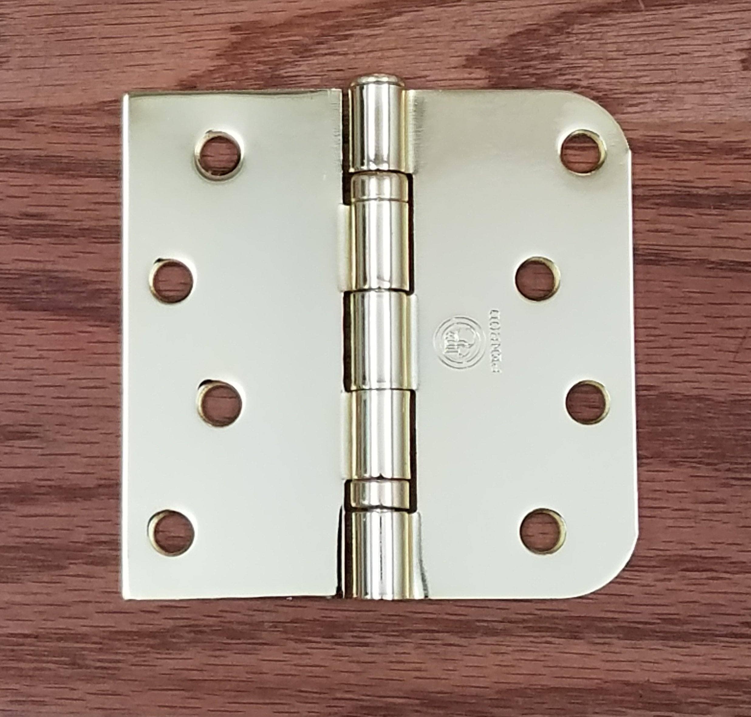 5/8" X Square Corner Hinges - 4" X 4" Ball Bearing Hinge Square Corner With 5/8" Radius Corner Polished Brass Finish - Sold As Pairs