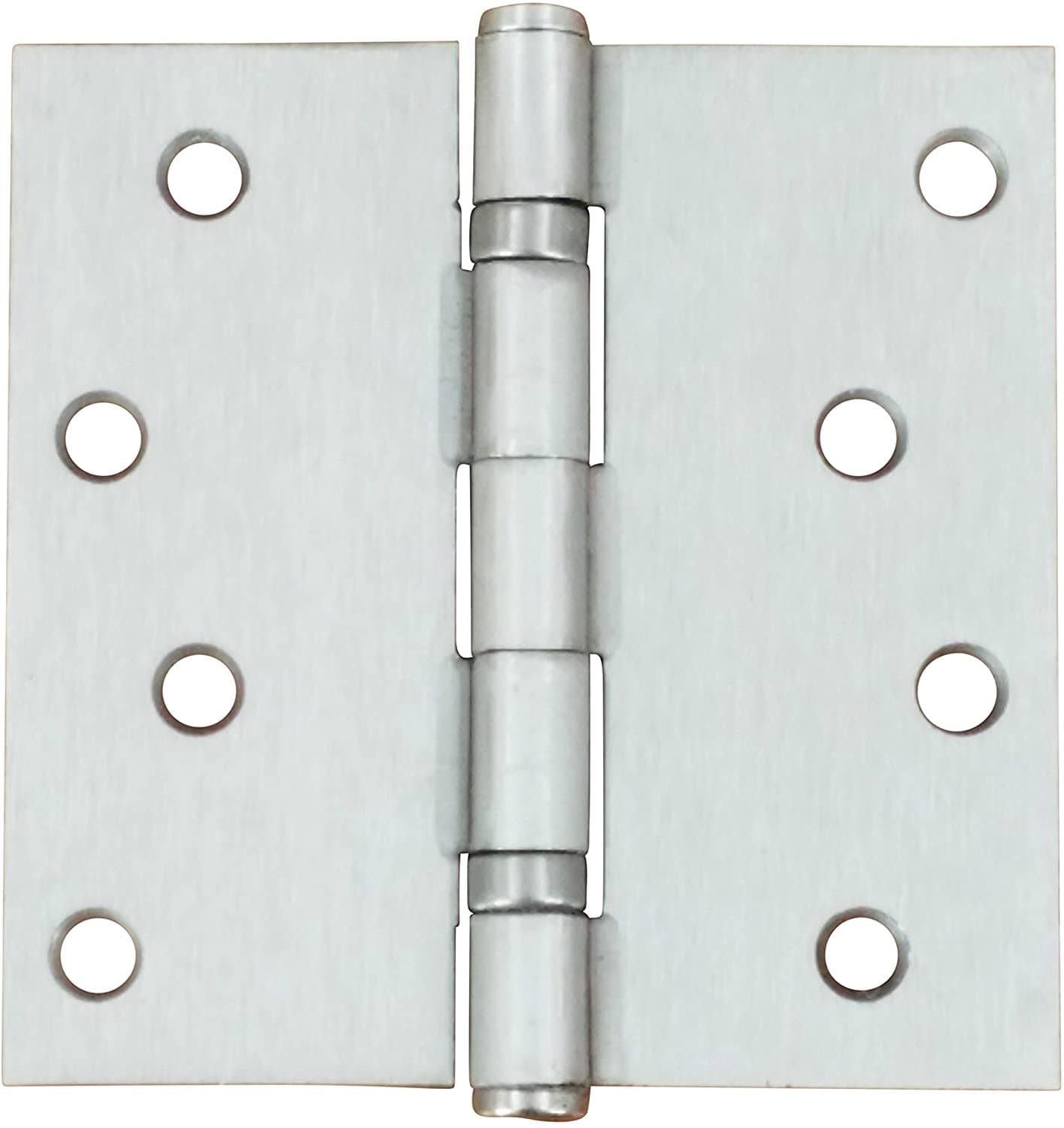 Durable 4-inch square ball bearing door hinges in various finishes, sold in a convenient 2-pack for easy installation.