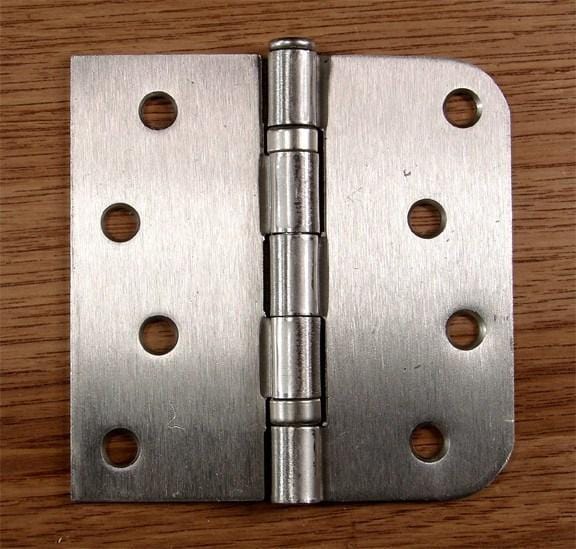 4" x 4" Ball Bearing Hinge Square Corner with 5/8" Radius Corner Satin Nickel finish - Sold as Pairs - 5/8" x Square Corner Hinges