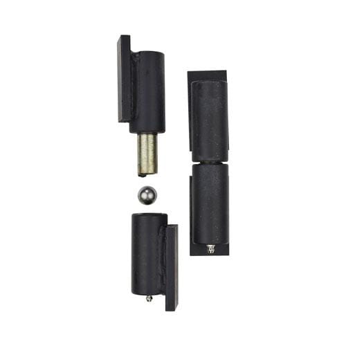 Heavy duty 7-inch matte black barrel hinge with 1-1/2" x 3" weld pads, sold individually for robust applications.