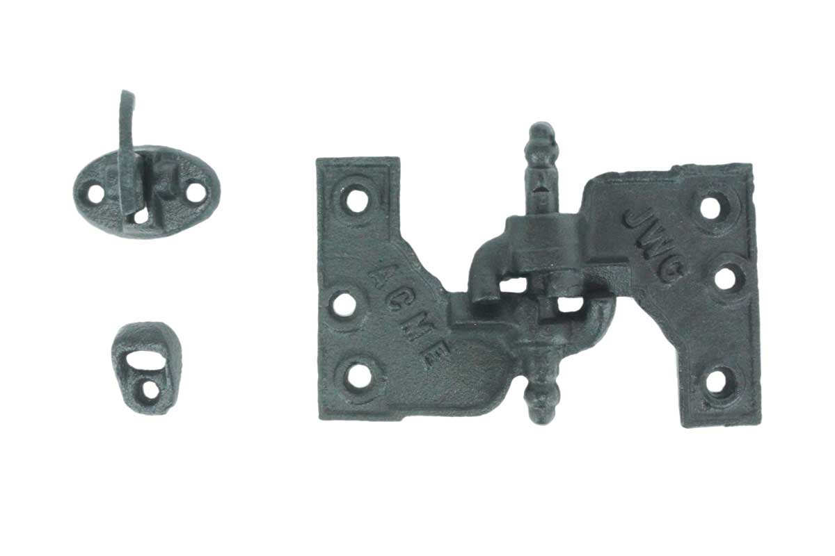 Acme mortise shutter hinges in cast iron with WeatherWright coating, available in multiple sizes, sold as a set.