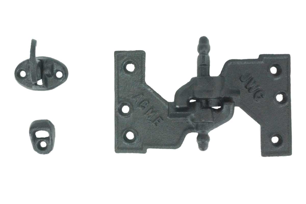 Acme mortise shutter hinges in cast iron with WeatherWright coating, available in multiple sizes, sold as a set.