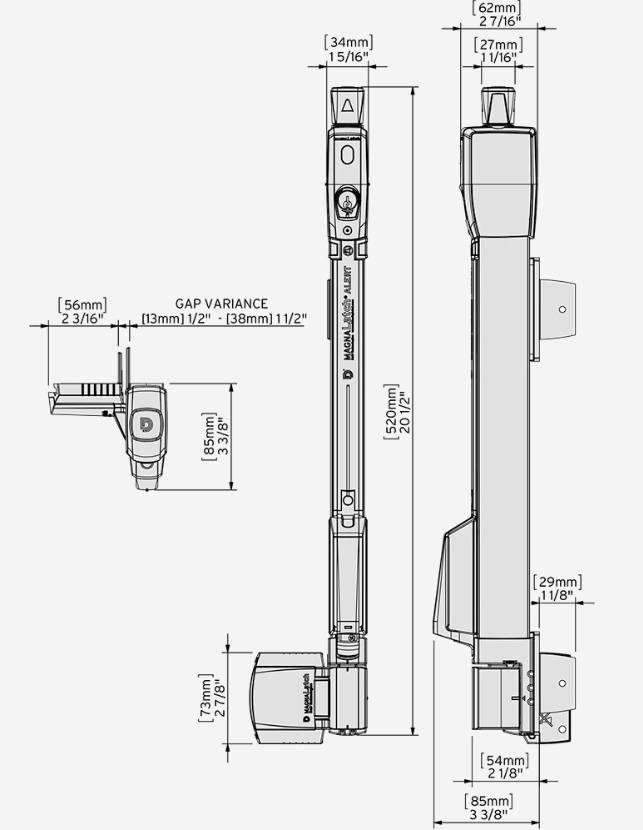 Top Pull Alert Gate Latch with electronic alarm for 3/4" gate gaps, suitable for metal, wood, or vinyl gates.
