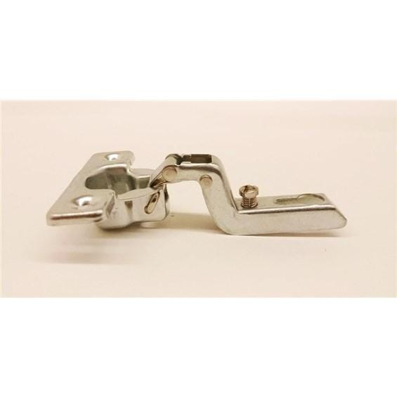 All Steel Mini Slide-On Concealed Hinge in nickel finish, available in multiple overlays, sold individually.