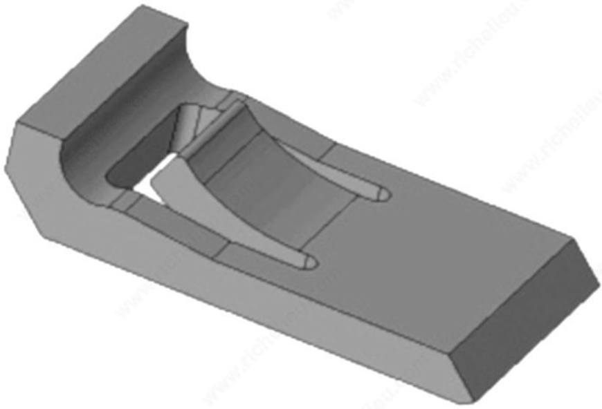 Cabinet hinge angle restrictor designed for 107° clip top hinges, sold individually for precise door movement control.