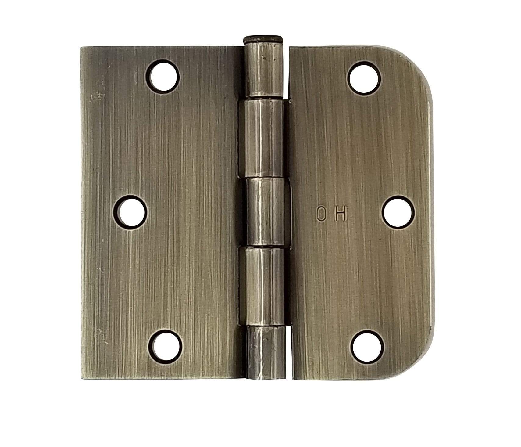 Interior door hinges, 3.5 inches with 5/8 inch square corners, available in multiple finishes, sold in a 2 pack.