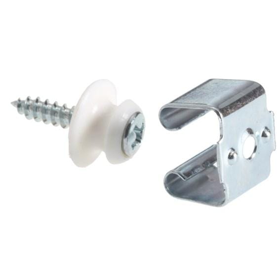 Bi-fold door hold back clip with 1/2-inch diameter striker and nickel finish, sold individually for secure door operation.