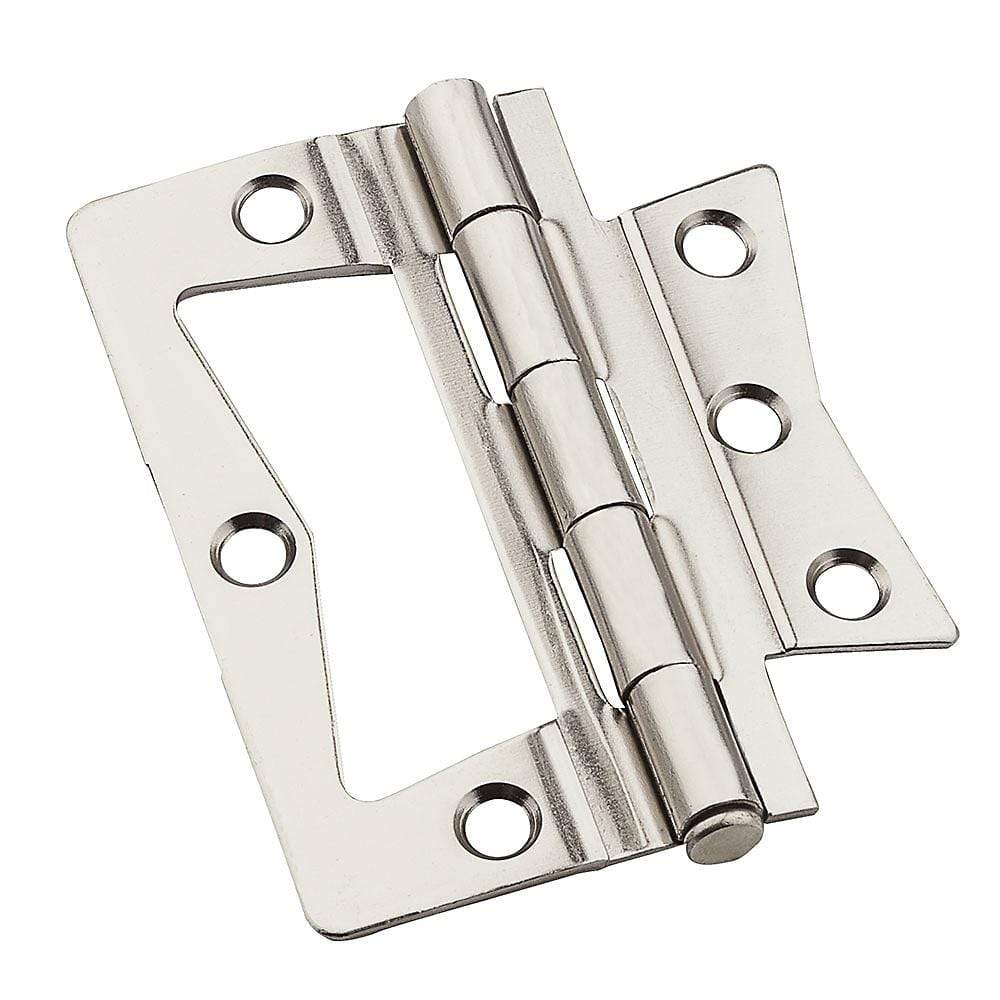 Surface mounted bifold hinge for chests and cabinets, available in various sizes and finishes for versatile use.