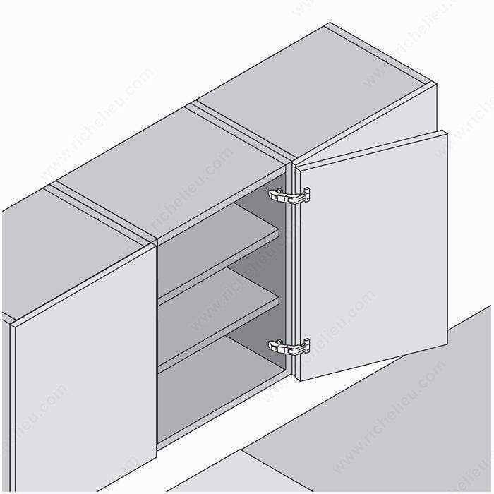 Clip top concealed cabinet hinges for bi-fold doors, full overlay design with 170° opening, sold individually.