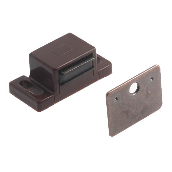 Extra high single magnetic cabinet catch in brown finish, measuring 1-5/8 inches, sold individually for secure closures.
