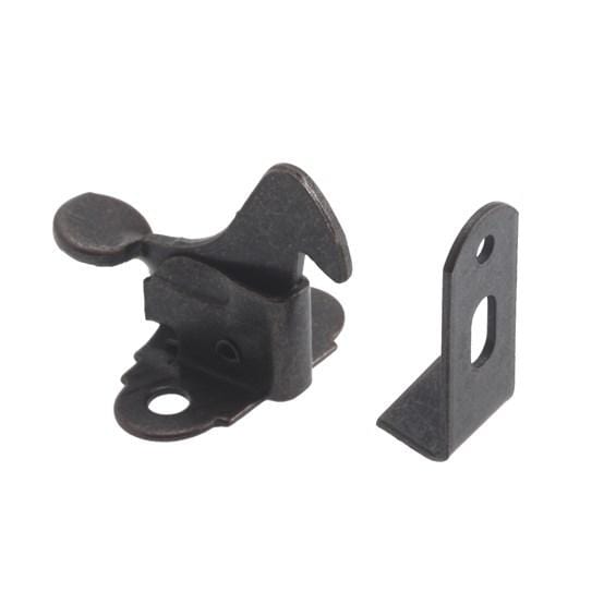 Bronze finish Rooster Flex elbow cabinet catch, sold individually, ideal for securing cabinet doors.