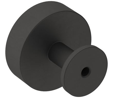 Matte black stainless steel cabinet knob from the Radius Series, 1-1/4 inch, sold individually for modern decor.