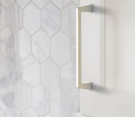 Sleek Blackrock cabinet pull with 6-5/16" center, available in multiple finishes, enhancing modern cabinetry.