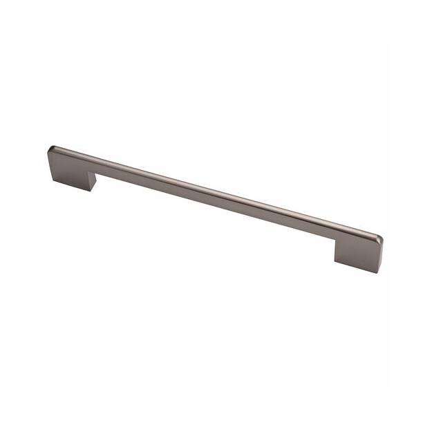 Satin nickel cabinet pull from the Slim Series, 5-inch center to center, sold individually for modern cabinetry.