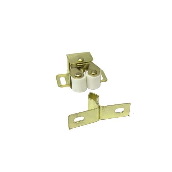 Nylon double roller cabinet catch in multiple finishes, measuring 1-1/4 inches, sold individually for secure closure.
