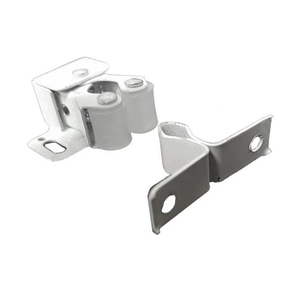 Nylon double roller cabinet catch, 1-1/4 inches, available in multiple finishes, sold individually for secure closure.