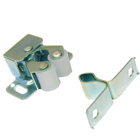 Nylon double roller cabinet catch, 1-1/4 inches, available in multiple finishes, sold individually for secure closure.