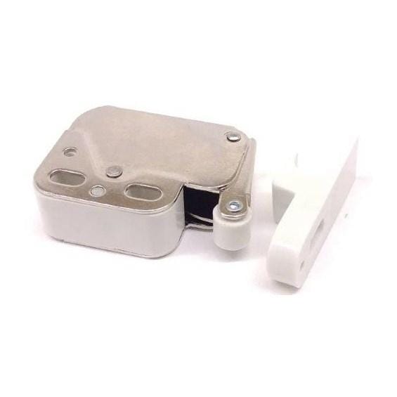 Cabinet push latch catch measuring 1-1/16" x 1-3/4", available in multiple finishes, sold individually.