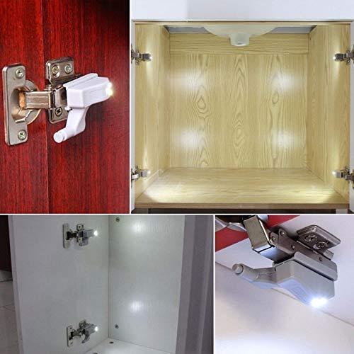 Battery-operated LED cabinet hinge lights in a 2-pack, designed for concealed hinges to illuminate cabinet interiors.