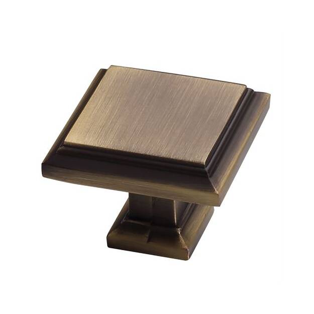Square cabinet knob from the Accent Series, 1 inch, available in multiple finishes, sold individually.