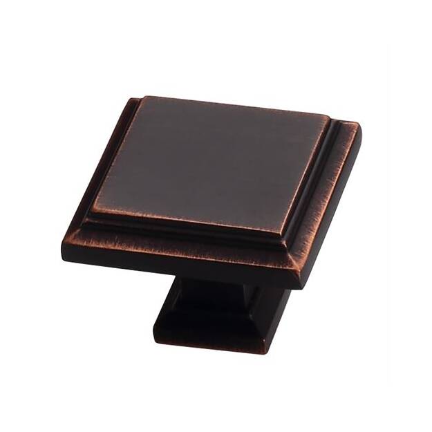 Square cabinet knob from the Accent Series, 1 inch, available in multiple finishes, sold individually.