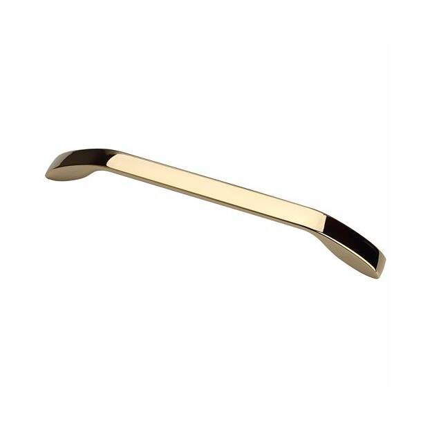 Sleek Gamma Series cabinet pull in gold finish, available in various sizes and sold individually for stylish upgrades.