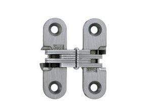 Concealed cabinet hinges in various finishes, 1/2 inch x 1-3/4 inch, for 3/4 inch thick doors, sold in a 2 pack.