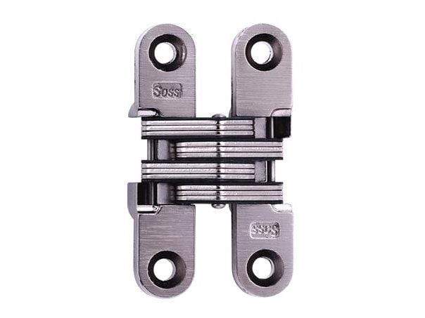 Concealed cabinet hinges in various finishes, 1/2 inch x 2-3/8 inch, for doors with minimum thickness of 3/4 inch.