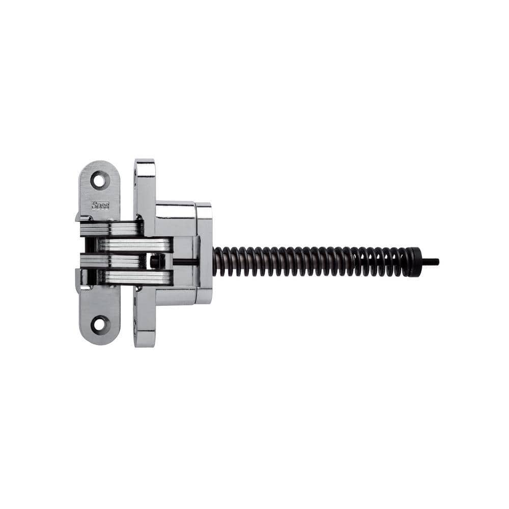 Concealed door spring hinge for 1-3/8 inch thick doors, 8-5/32 inch size, available in multiple finishes, sold individually.